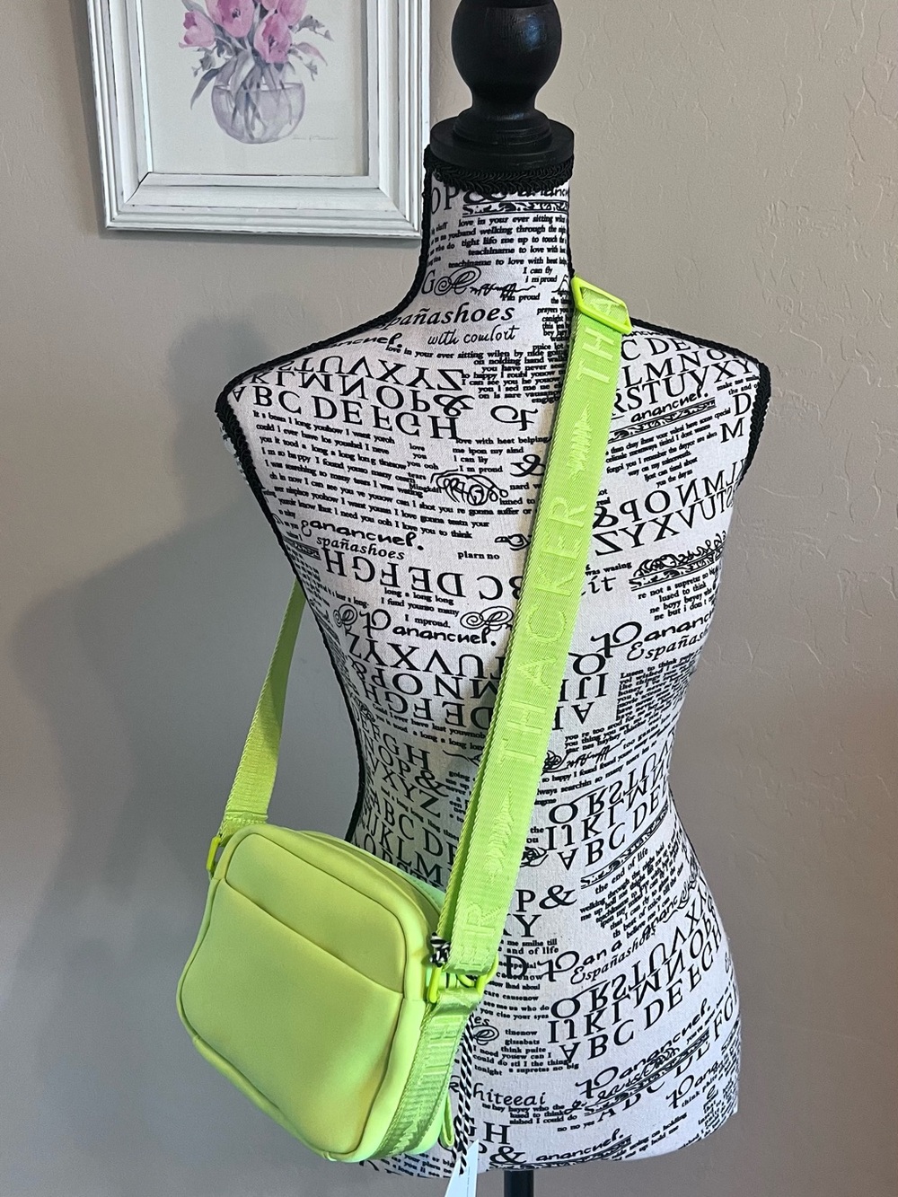 Neon Lime Crossbody Bag with Adjustable Strap